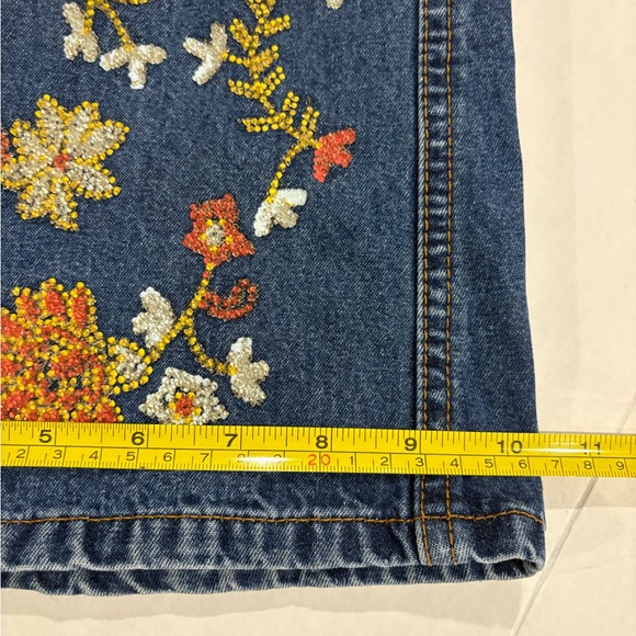Joe Boxer Beaded Boho Wide Leg Hipster Blue Jeans for Women Size 9 - Picture 5 of 9